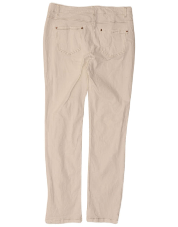 M&Co Pantalones informales ajustados para mujer UK 12 Medium W32 L30 Algodón blanco