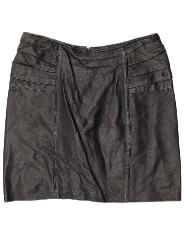 Falda de cuero vintage para mujer mediana W30 negro