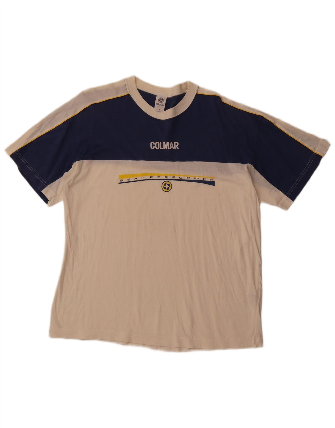 COLMAR Camiseta gráfica para hombre Top Medium White Colourblock Cotton Sports