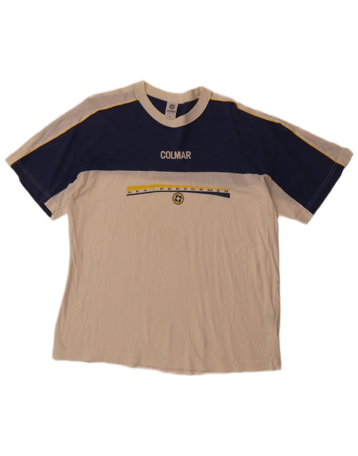 COLMAR Camiseta gráfica para hombre Top Medium White Colourblock Cotton Sports