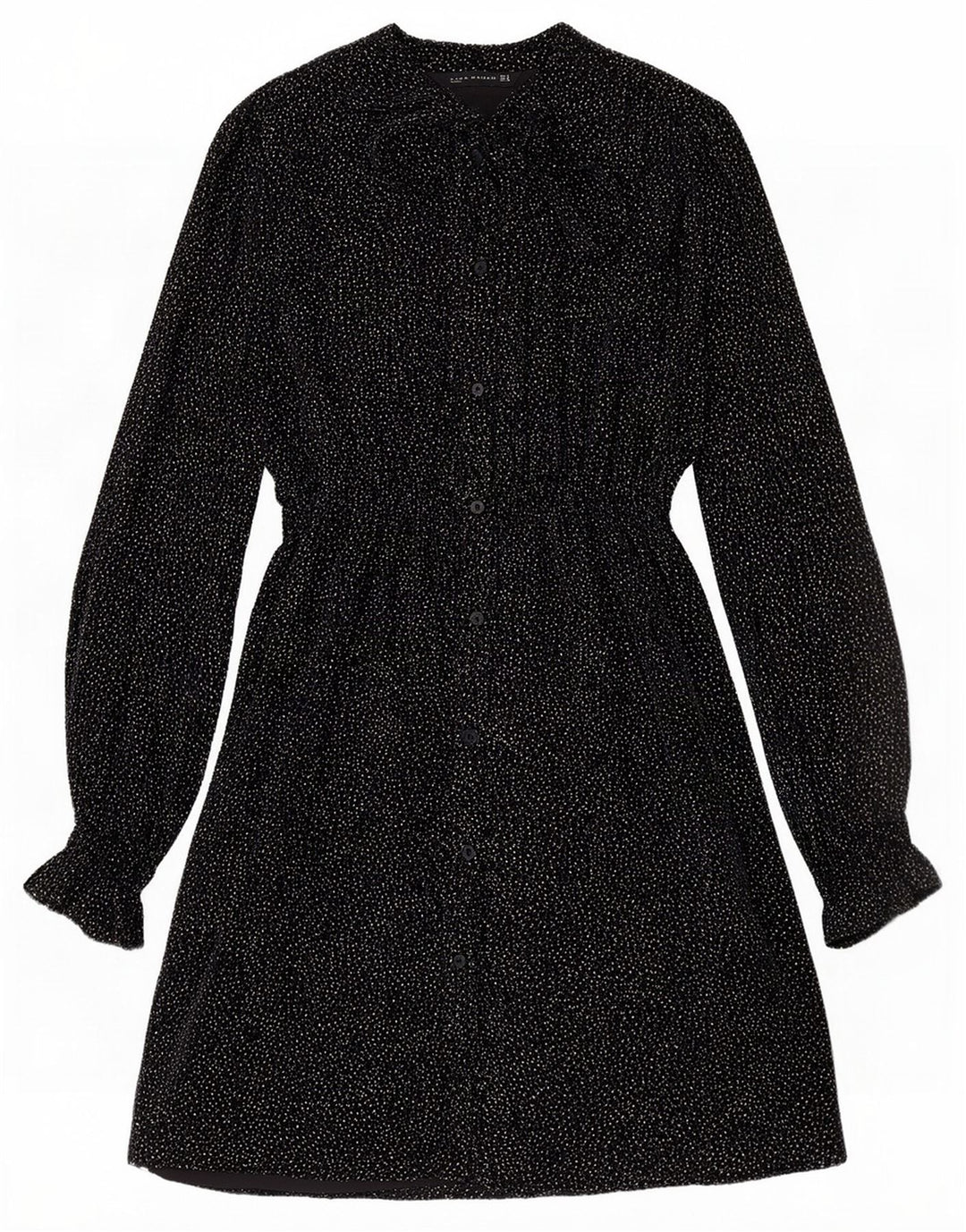 Zara Vestido Camisero Con Lazo Delantero Para Mujer UK 44 Mediano Negro Manchado
