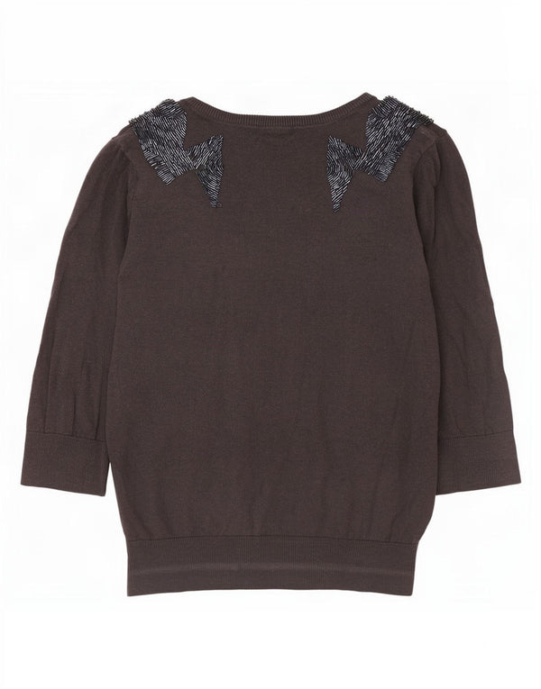 Topshop Cárdigan de Manga 3/4 para Mujer UK 44 Grande Gris Algodón
