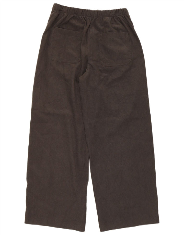 ZARA Mujer Pantalón Chino De Pernera Ancha UK 42 Poliéster Gris Medio