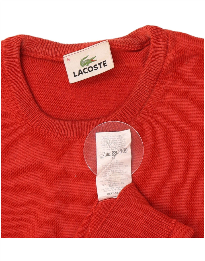 Lacoste Jersey de cuello redondo para hombre talla 6 XL lana virgen roja