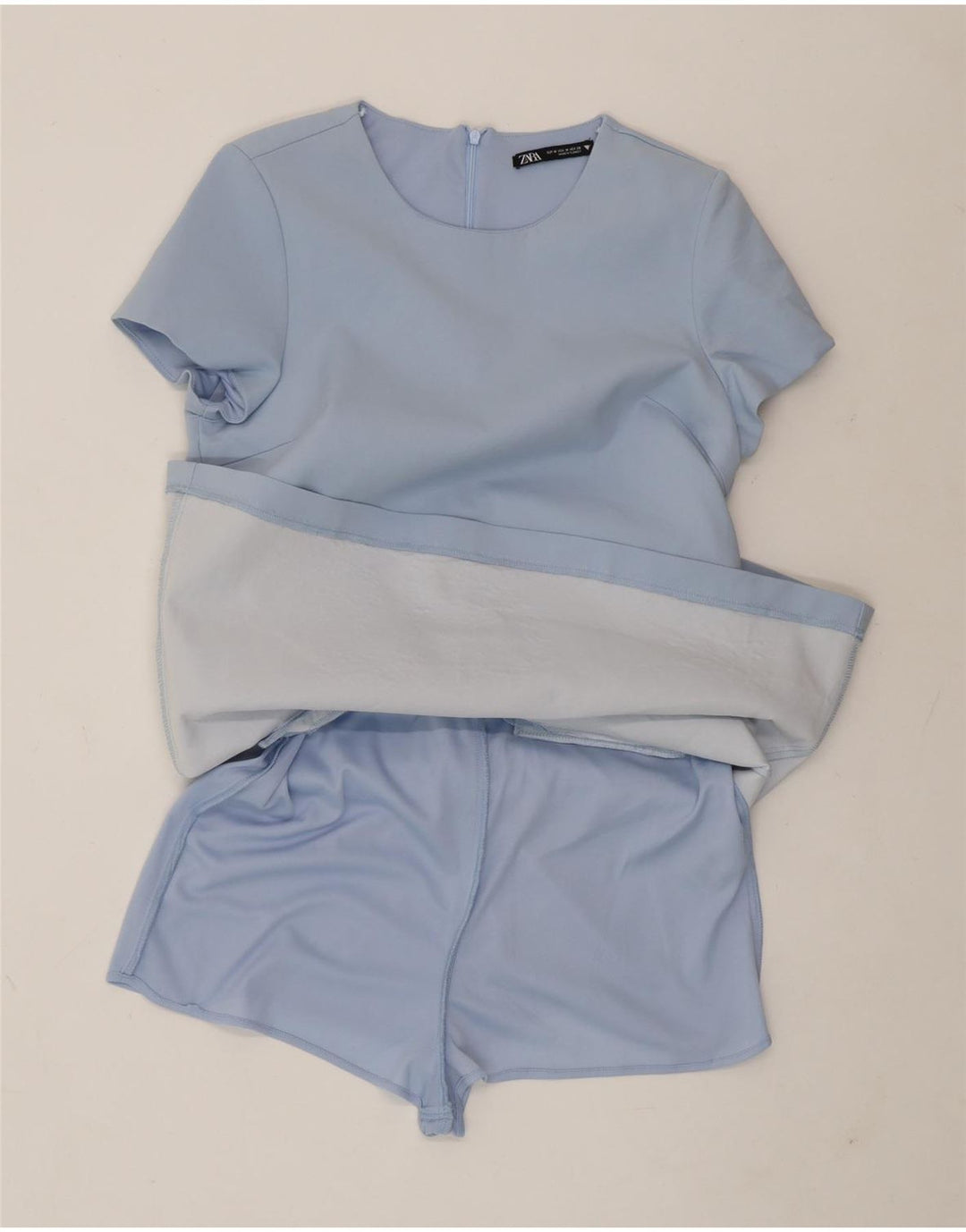 Zara Mujer Mono Corto UK 42 Poliéster Azul Medio