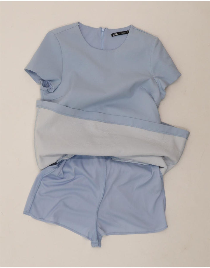 Zara Mujer Mono Corto UK 42 Poliéster Azul Medio