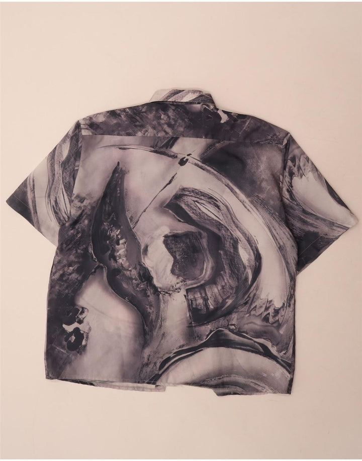 Camisa de manga corta con patrón abstracto vintage para hombre XL Gris