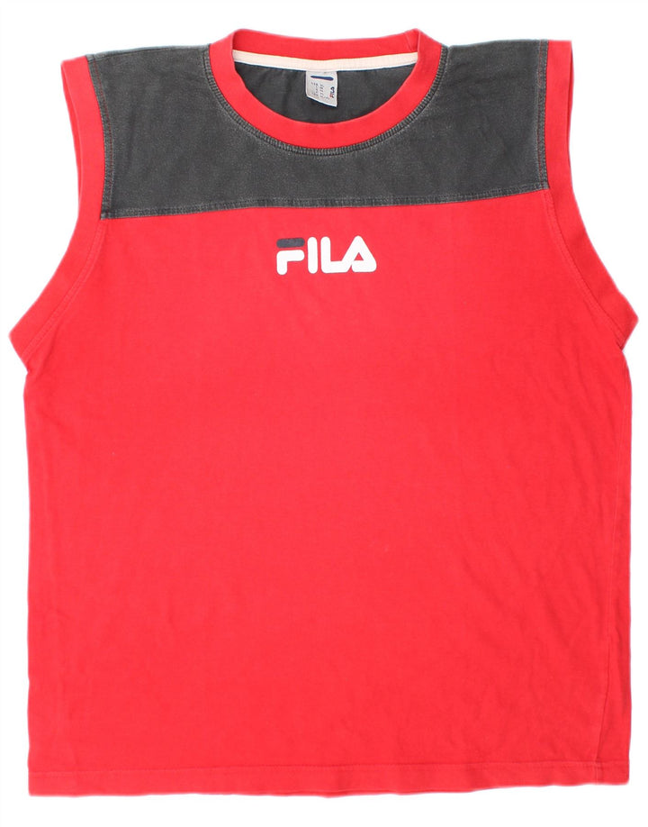 FILA Hombre Chaleco Top XL Rojo Colorblock Algodón Deportes