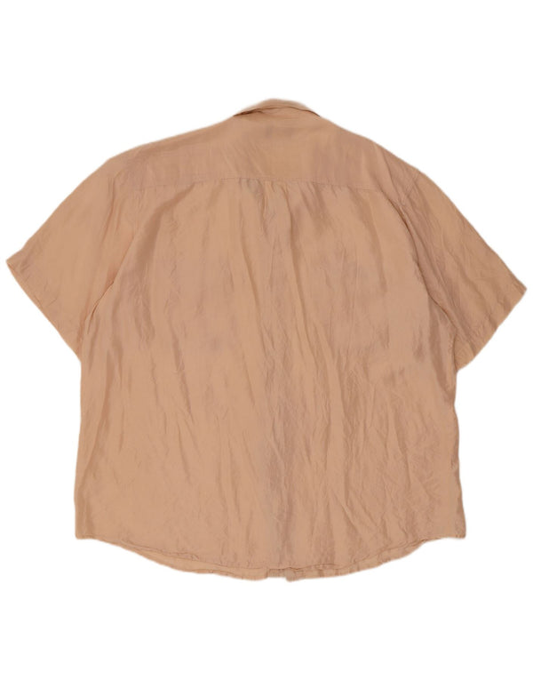 Pura Seta Camisa Hombre Manga Corta Regular Fit XL Seda Beige