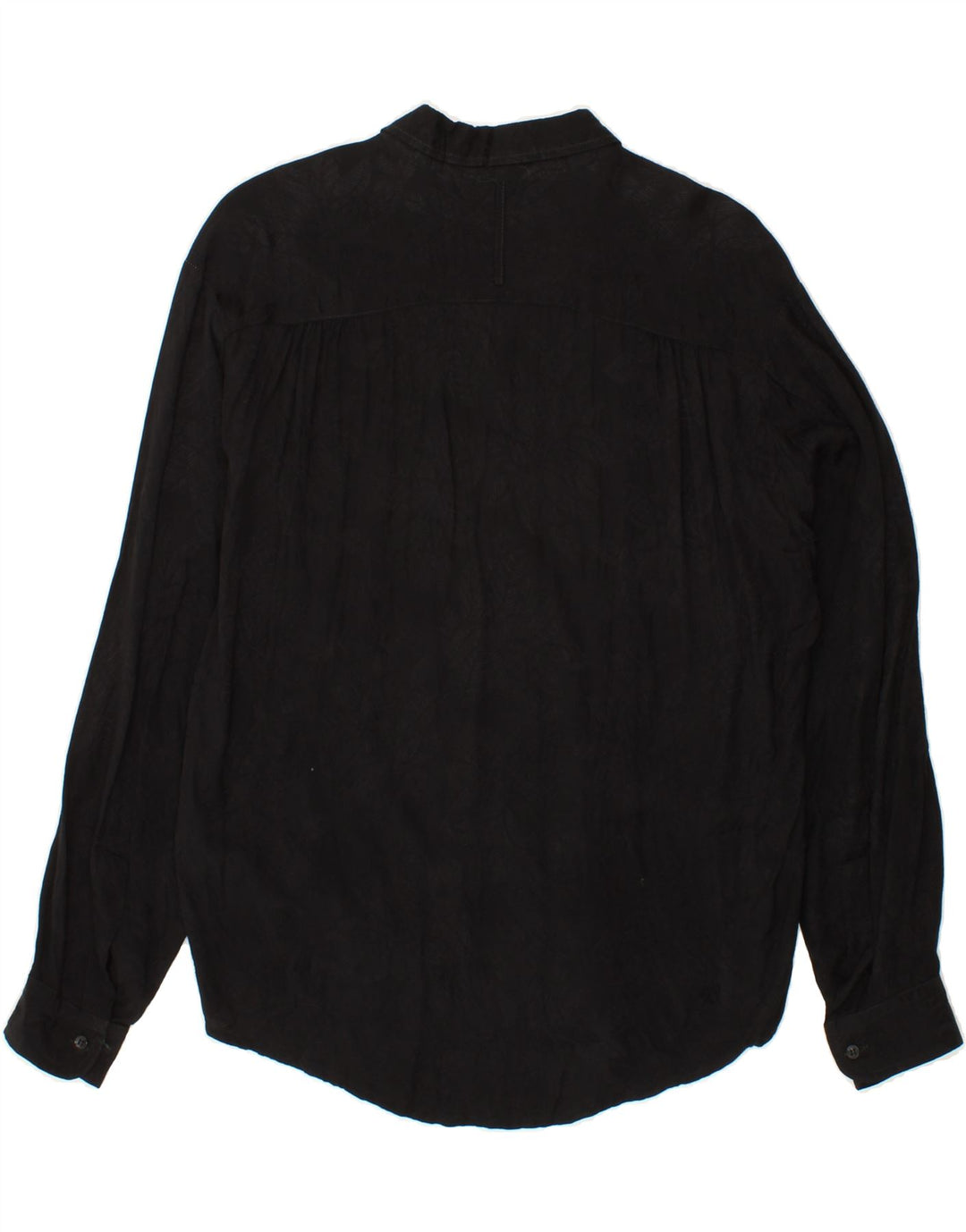 BENETTON Womens Abstract Pattern Shirt UK 14 Medium Black Viscose Vintage Benetton and Second-Hand Benetton from Messina Hembry 