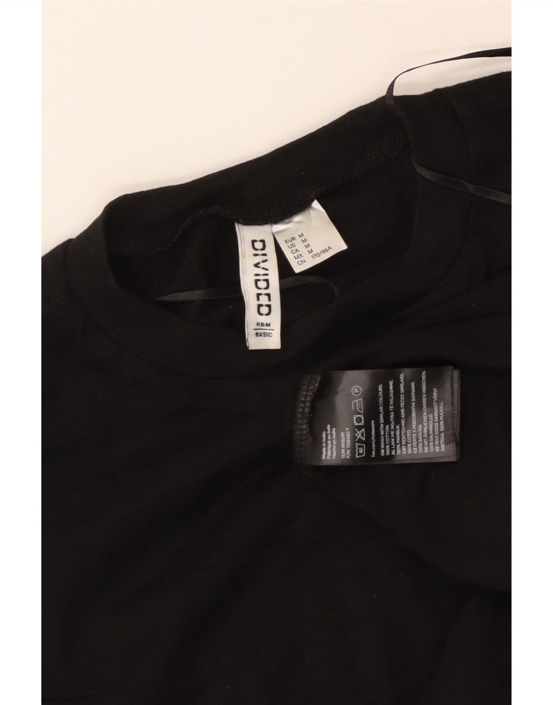 H&M Camiseta corta para mujer UK 44 Mediana Algodón negro
