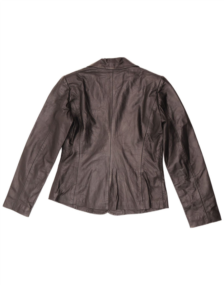 Vintage mujer 2 botones cuero Blazer chaqueta Reino Unido 10 pequeño negro