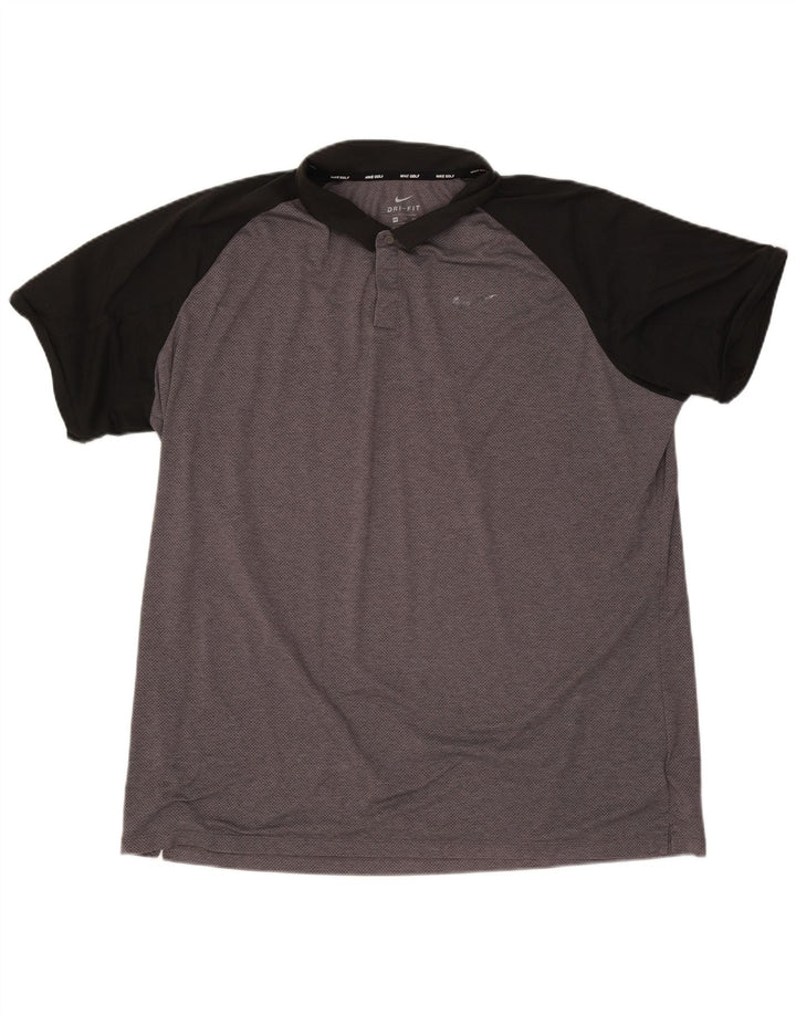 Nike Polo Dri Fit para hombre 2XL Gris Colorblock Poliéster