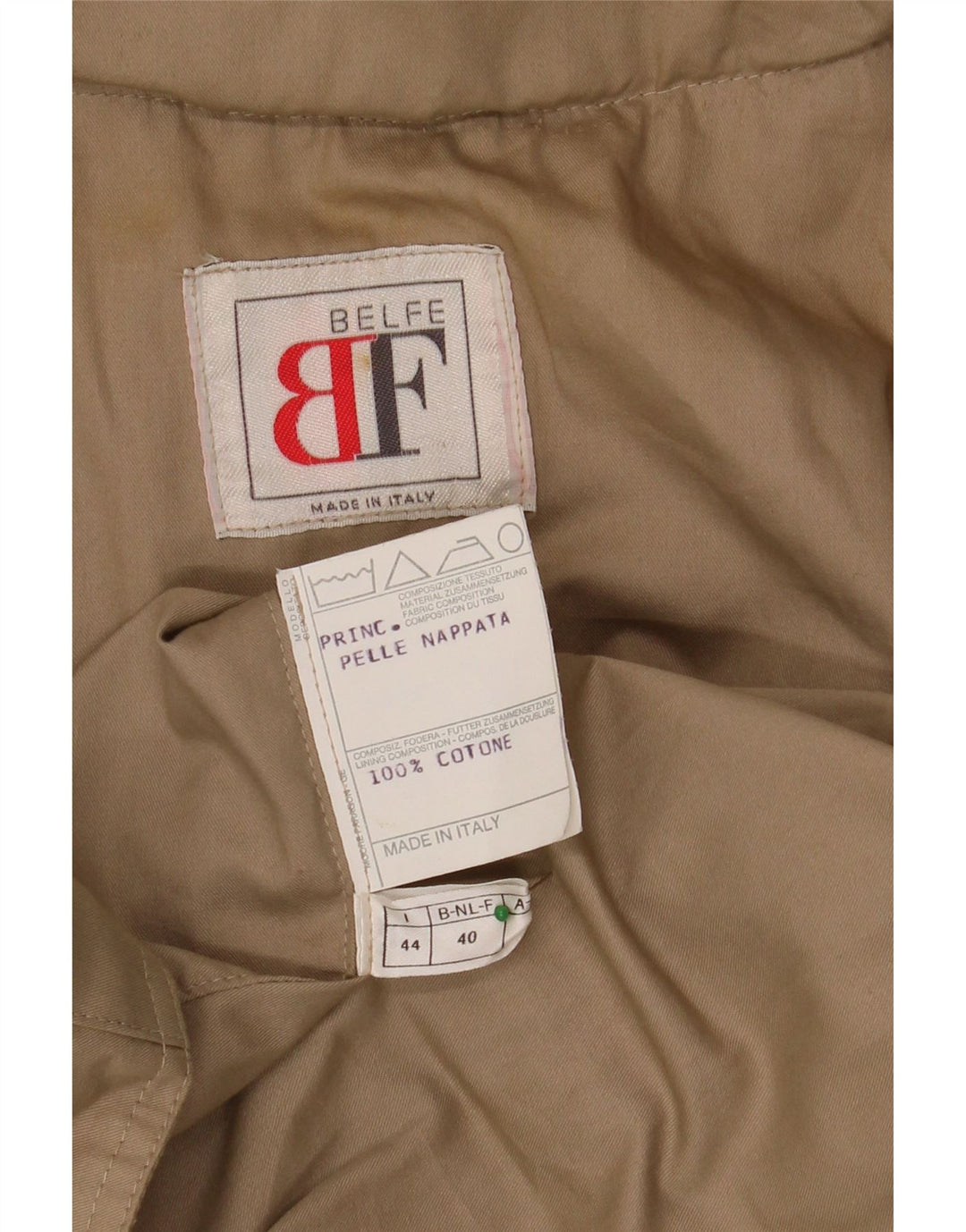 BELFE Chaqueta holgada para mujer IT 44 Cuero color block beige medio