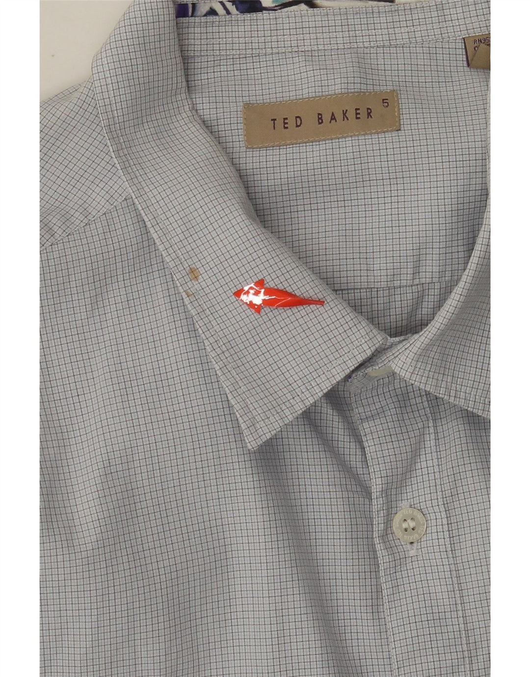 TED BAKER Camisa para hombre Talla 5 XL Algodón a cuadros azul