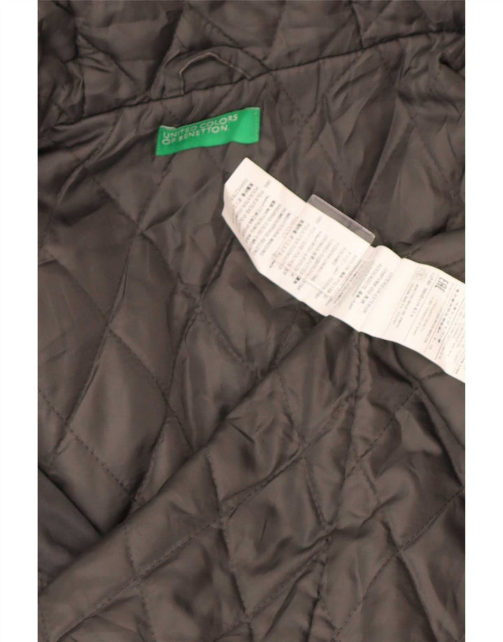 Benetton Parka Con Capucha Para Mujer UK 40 Large Gris Algodón