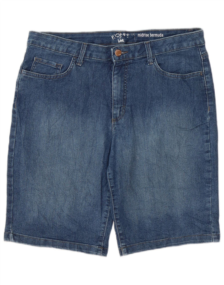 Lee mujeres Riders Mid Rise Bermuda pantalones cortos de mezclilla W34 grande azul