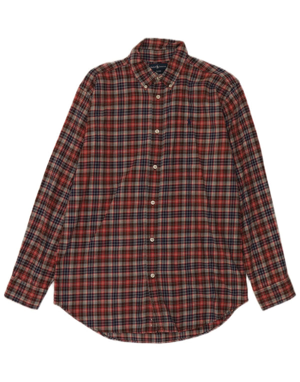 Ralph Lauren Camisa de franela para niño 15-16 años XL Algodón a cuadros rojos