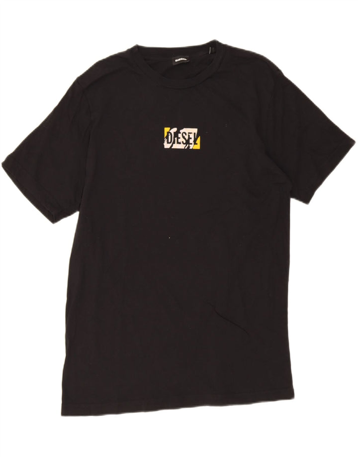 Diesel Hombre Camiseta Gráfica Top Mediano Negro