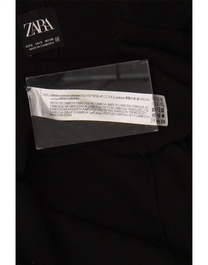 ZARA Mujer Abrigo Abierto UK 40 Pequeño Poliéster Negro