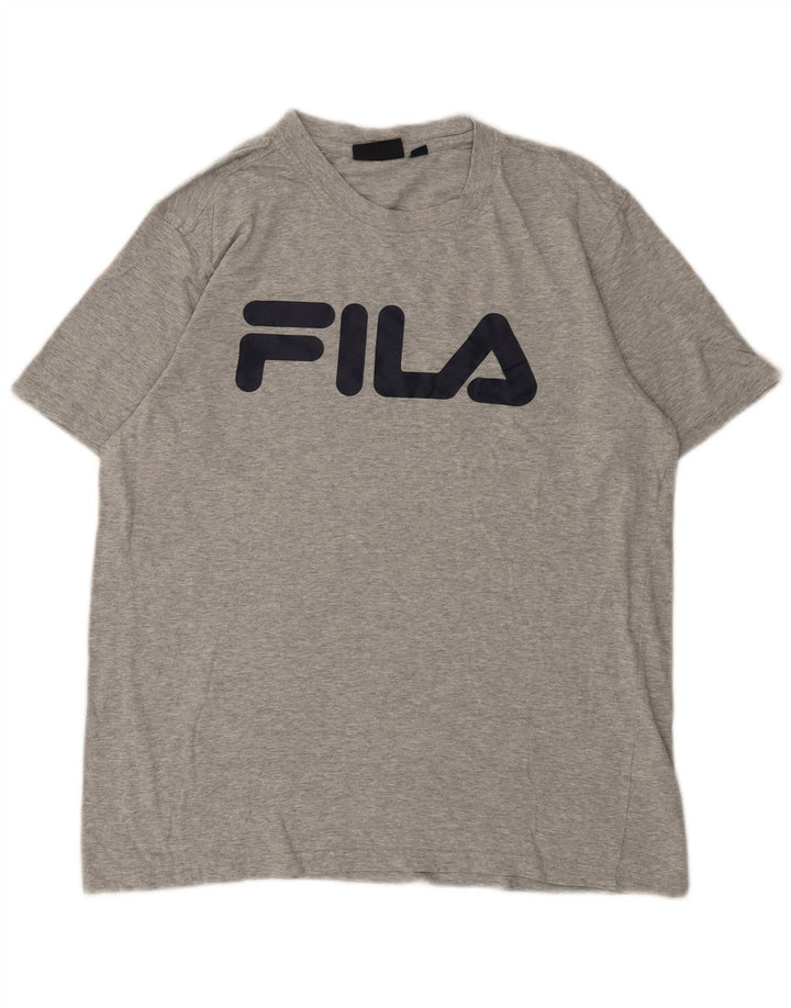 Fila Camiseta gráfica para hombre Top de algodón moteado gris medio