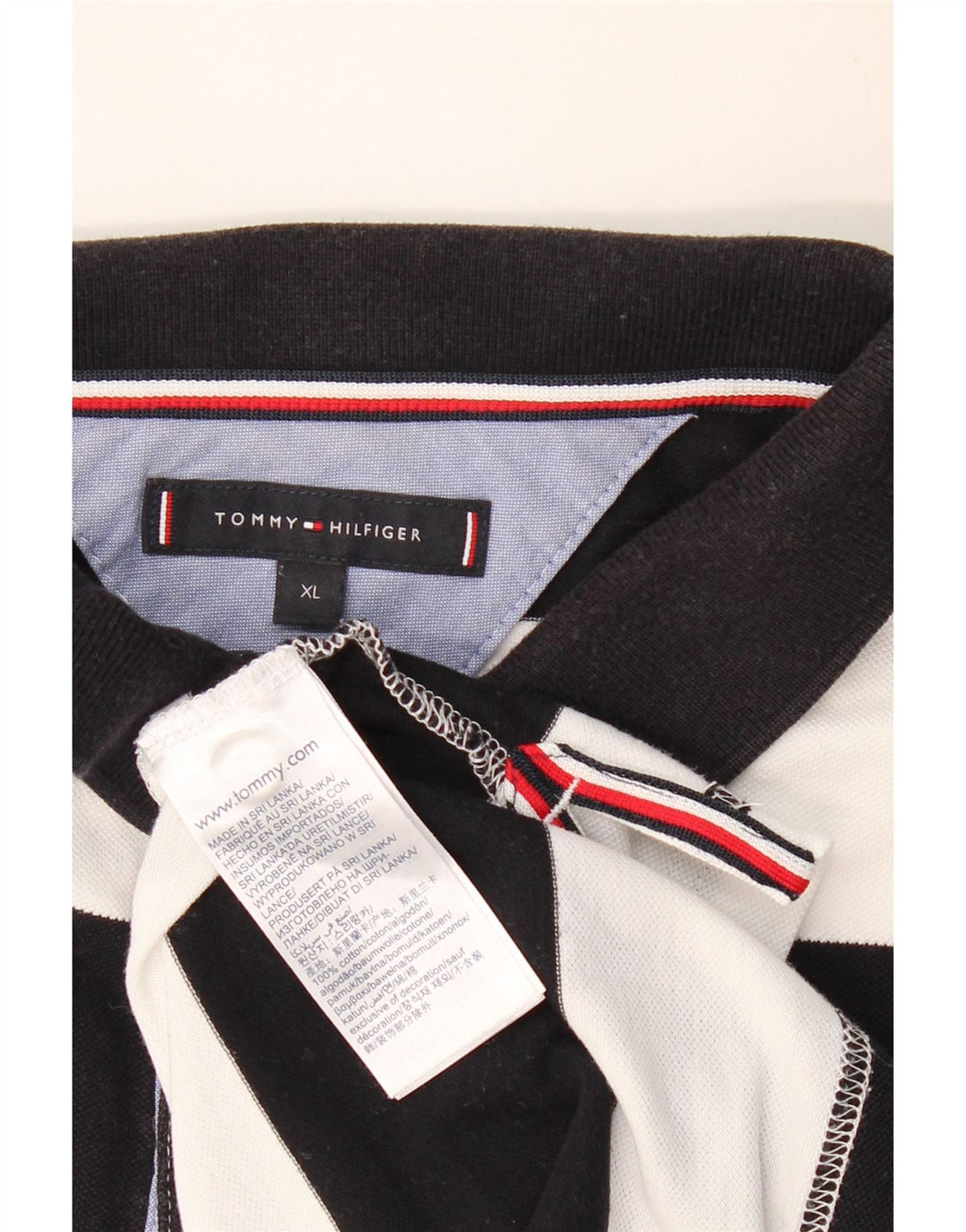 TOMMY HILFIGER Polo de corte regular para hombre XL Algodón a rayas negro