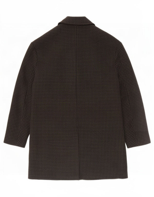 Zara Womens Oversized Overcoat UK 6 XS Black Houndstooth Polyester
