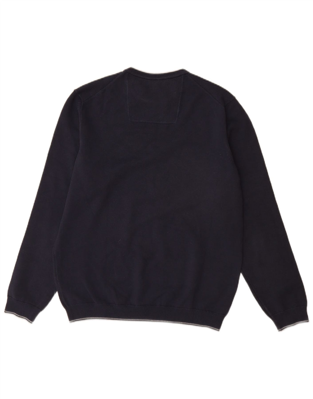 HUGO BOSS Jersey con cuello redondo para hombre, talla grande, algodón azul marino