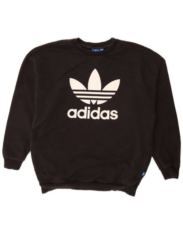 ADIDAS Sudadera gráfica para mujer Jumper UK 14 Grande Algodón negro