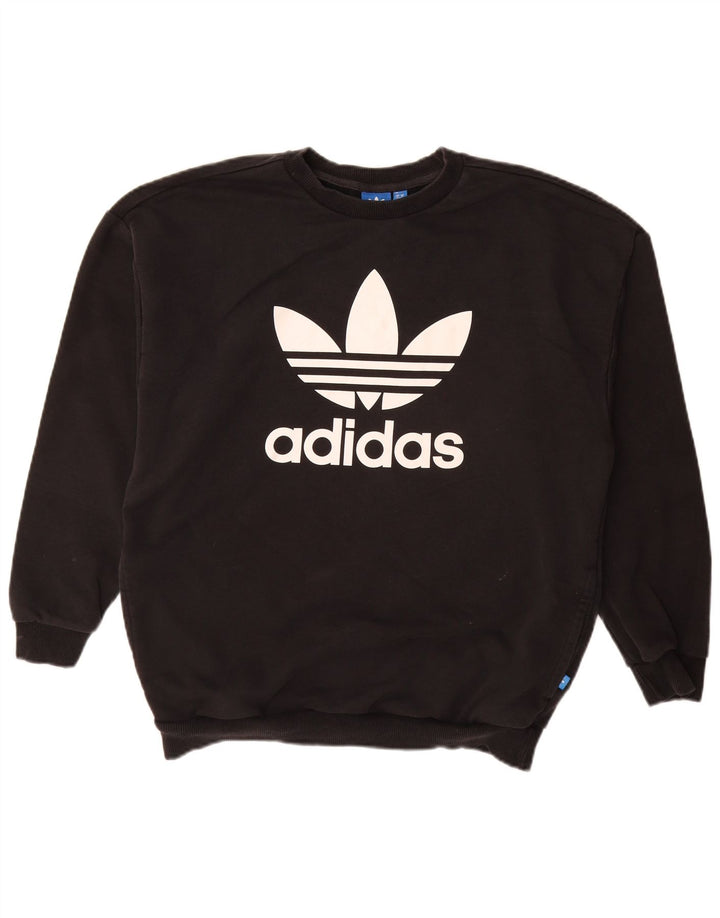 ADIDAS Sudadera gráfica para mujer Jumper UK 14 Grande Algodón negro