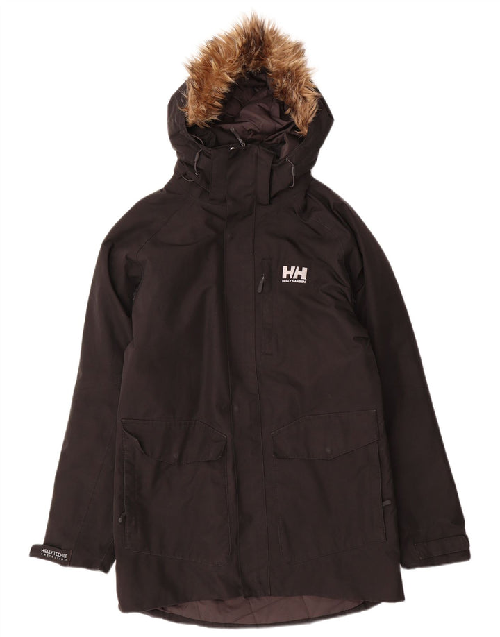 Helly Hansen Parka con capucha para hombre, talla 36, poliéster negro pequeño