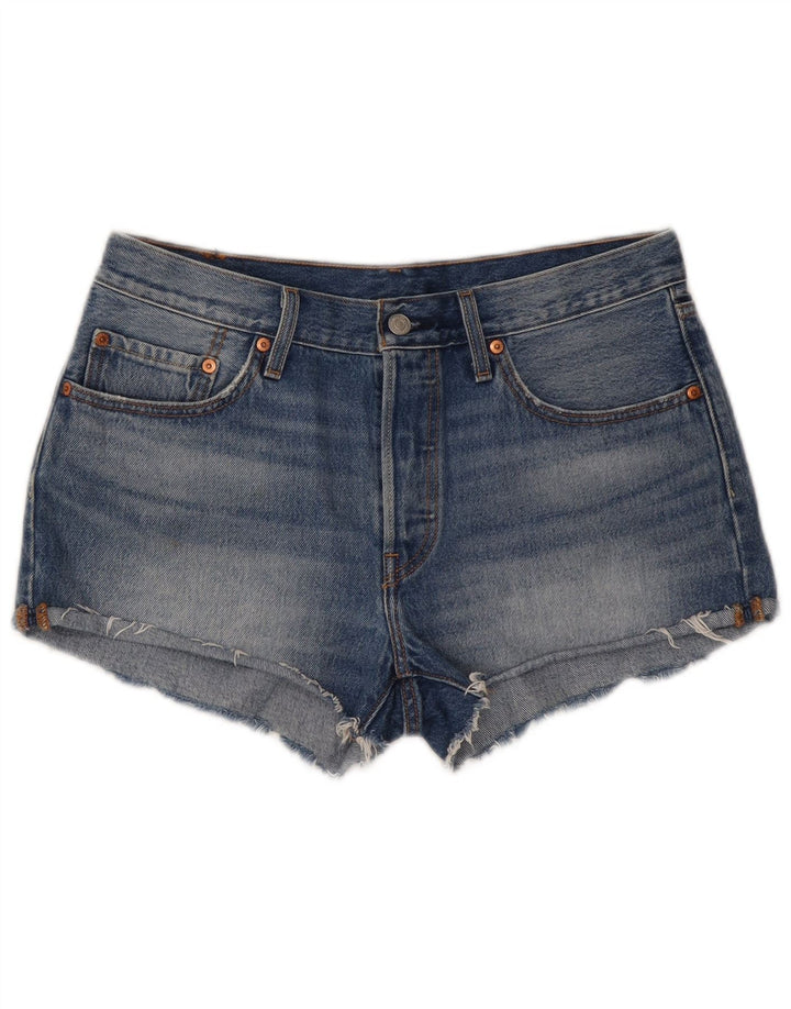 LEVI'S Mujer 501 Shorts Vaqueros W30 Algodón Azul Medio