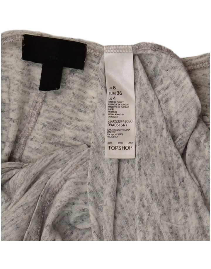 Topshop Top extragrande para mujer, manga 3/4, talla 8, viscosa gris moteada pequeña