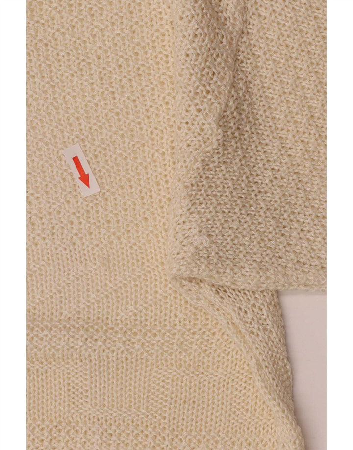 Vintage mujeres regular ajuste cuello redondo jersey suéter Reino Unido 12 medio blanco apagado