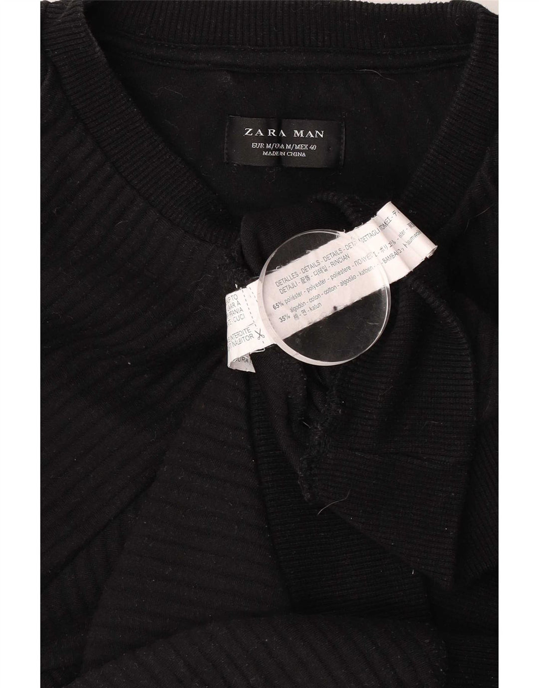 Zara Hombre Sudadera Jumper Medium Negro Algodón