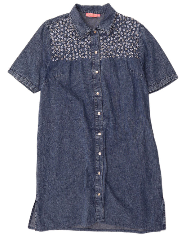 Positano by Jean Paul Vestido camisero de manga corta para mujer UK 44 Azul medio