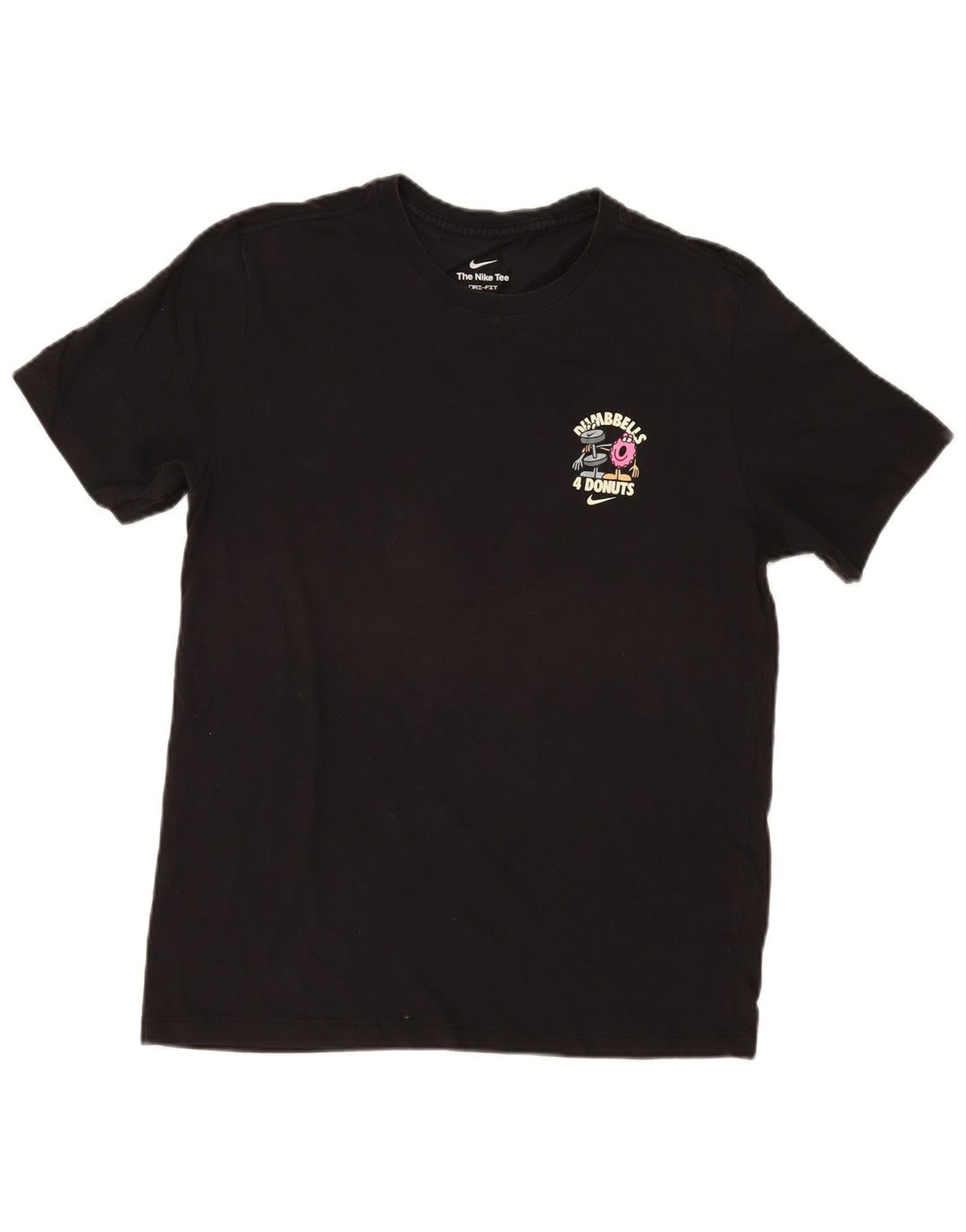 Nike Camiseta con gráfico de Dumbbells Donuts para hombre, talla mediana, algodón negro
