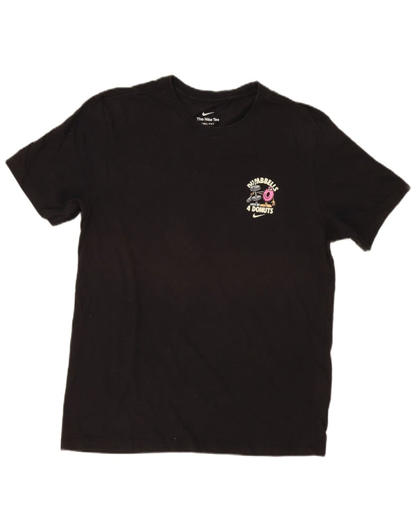 Nike Camiseta con gráfico de Dumbbells Donuts para hombre, talla mediana, algodón negro
