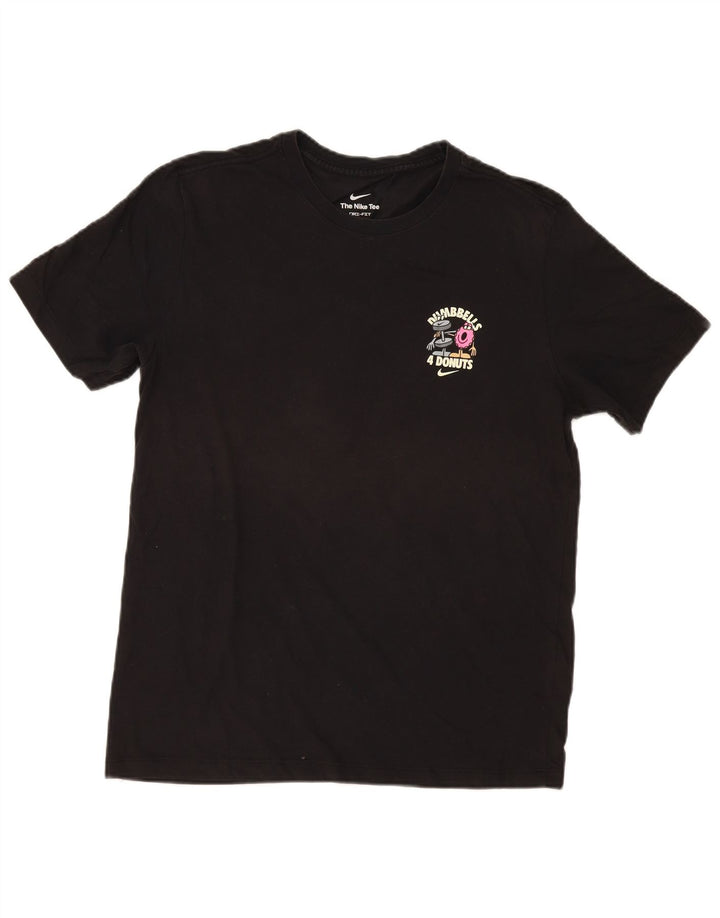 Nike Camiseta con gráfico de Dumbbells Donuts para hombre, talla mediana, algodón negro