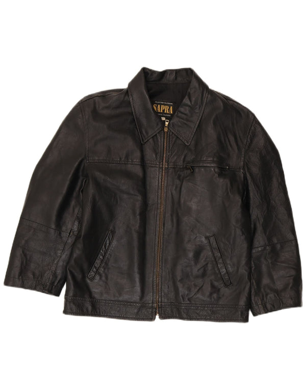 Chaqueta de cuero vintage para mujer IT 50 XL Negro