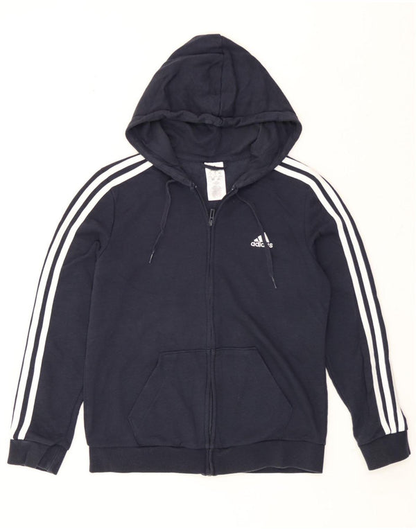 Adidas Sudadera con capucha y cremallera para mujer Reino Unido 12/14 Algodón azul marino mediano
