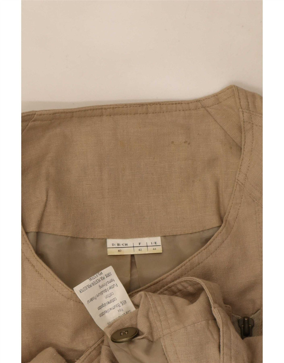 Chaqueta bomber vintage para mujer IT 44 Biker de lino beige medio
