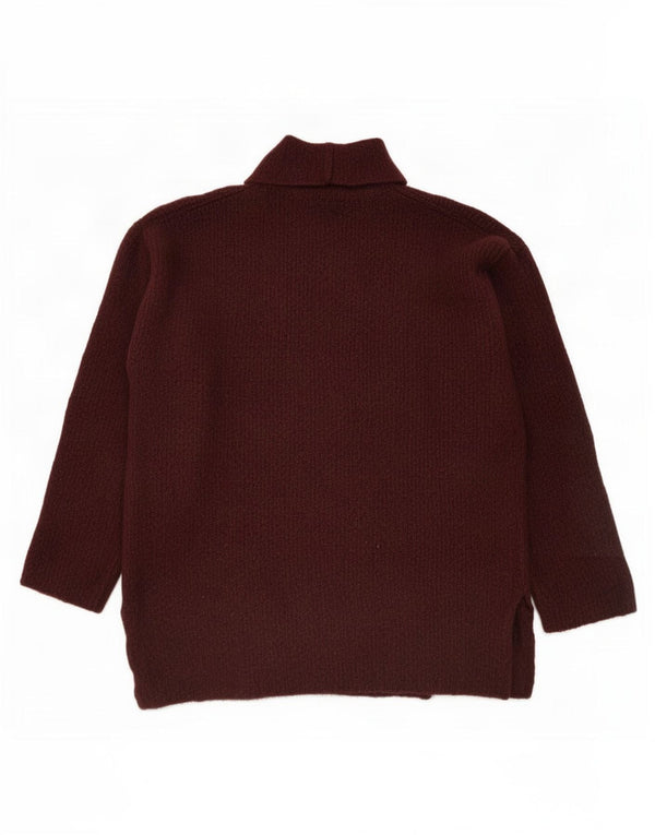Zara Jersey oversize con cuello vuelto para mujer, talla 44, talla mediana, viscosa granate