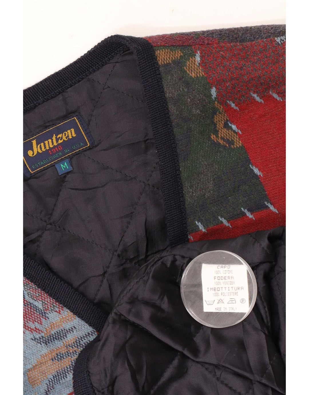Jantzen Chaleco de invierno para hombre UK 38 Medium Multicolor Patchwork Novedad