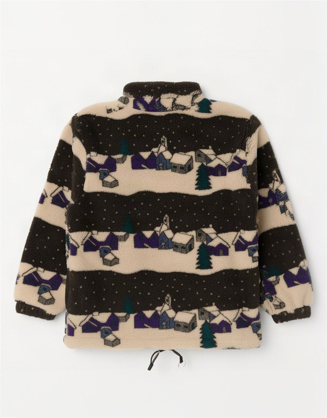 Vintage hombres patrón abstracto cremallera cuello polar jersey pequeño multicolor
