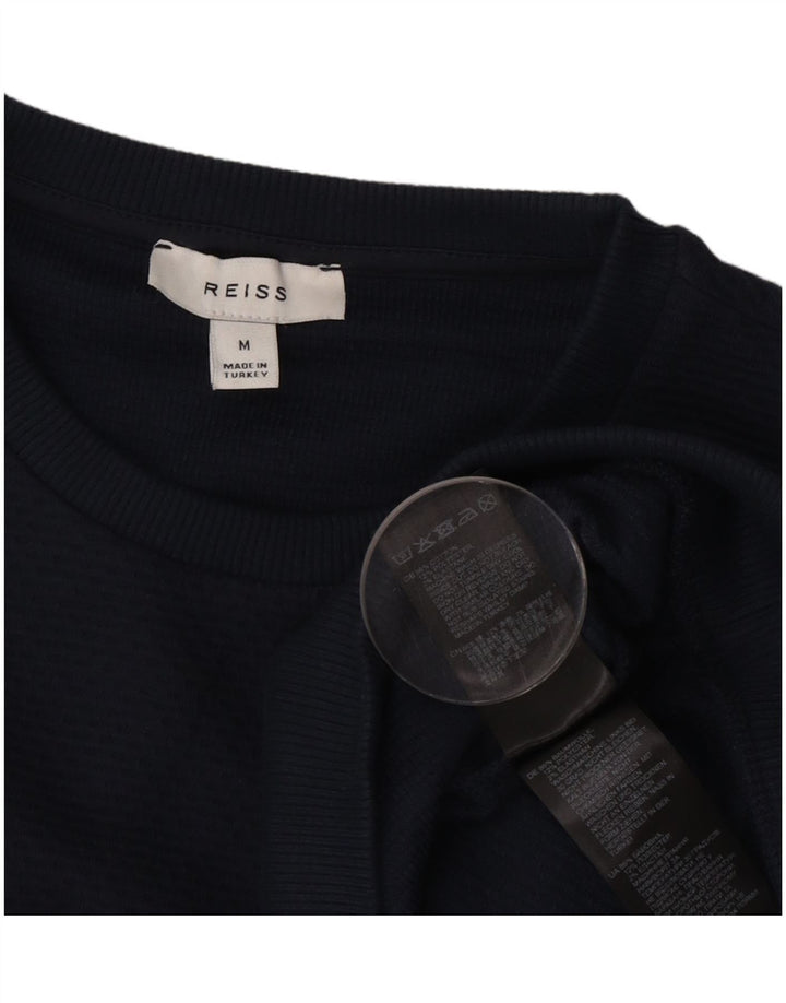 Jersey Reiss Hombre con cuello redondo y cuello redondo de algodón azul marino medio