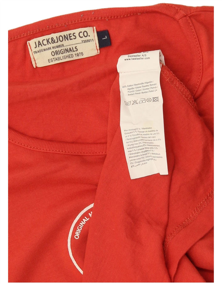 JACK & JONES Hombre Graphic Top Manga Larga Grande Naranja Algodón
