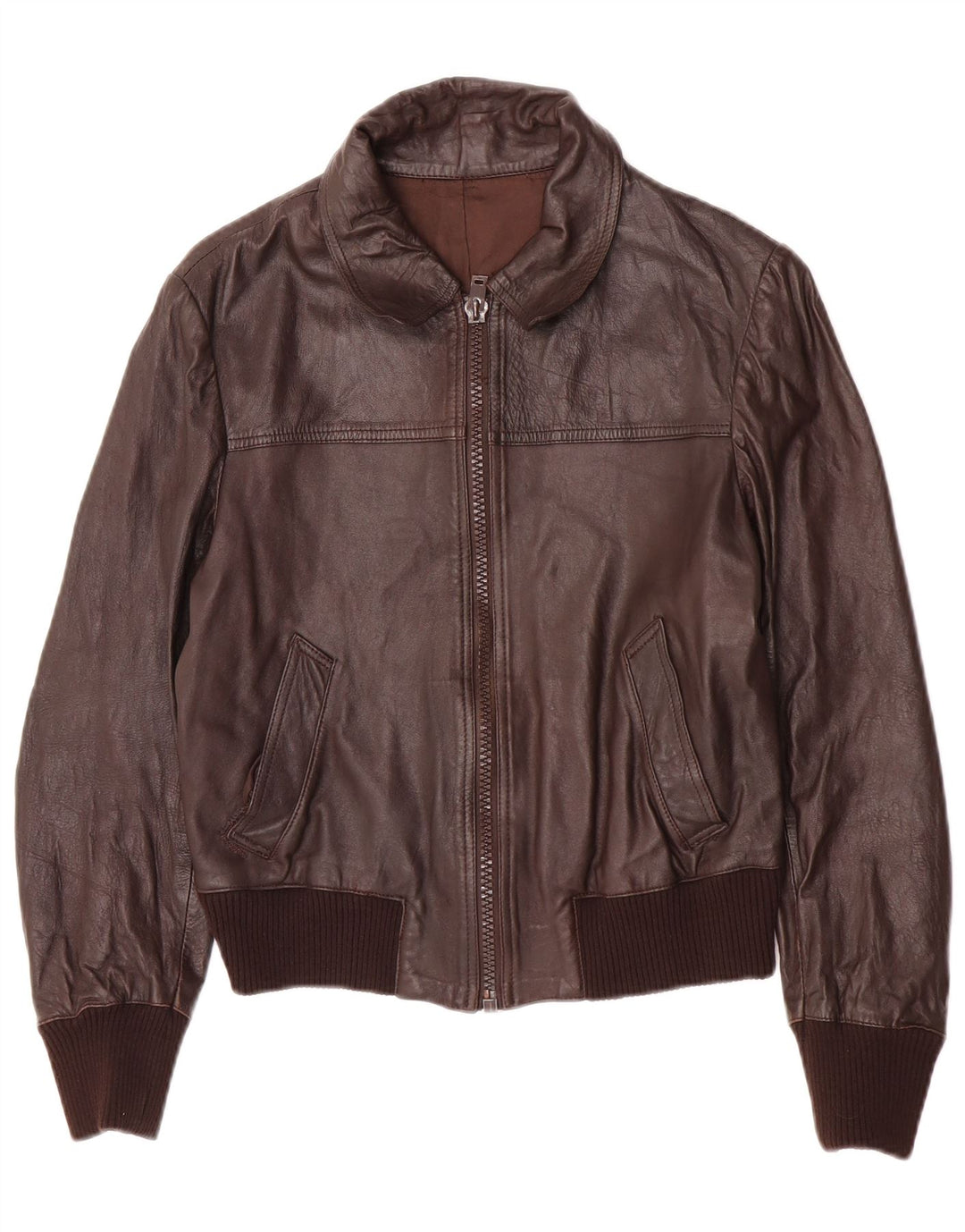 Vintage hombres bombardero chaqueta de cuero IT 48 cuero marrón medio