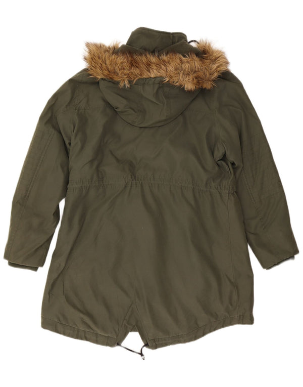 Marks & Spencer Chaqueta Parka con Capucha para Mujer UK 46 Grande Poliéster Caqui