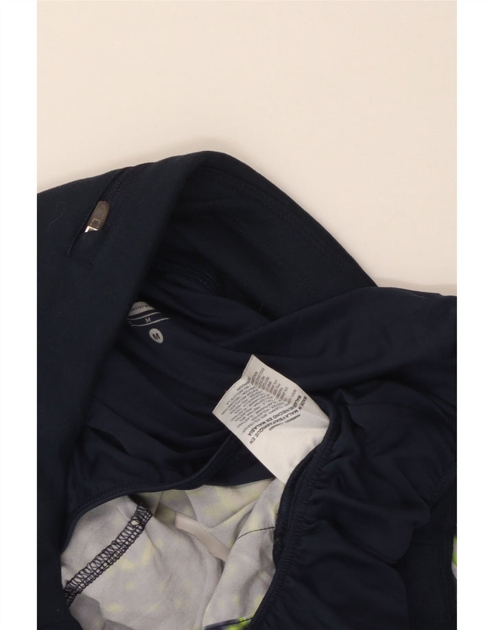 NIKE - Pantalones cortos deportivos para mujer Dri Fit con patrón abstracto, talla 40, talla M, color azul marino